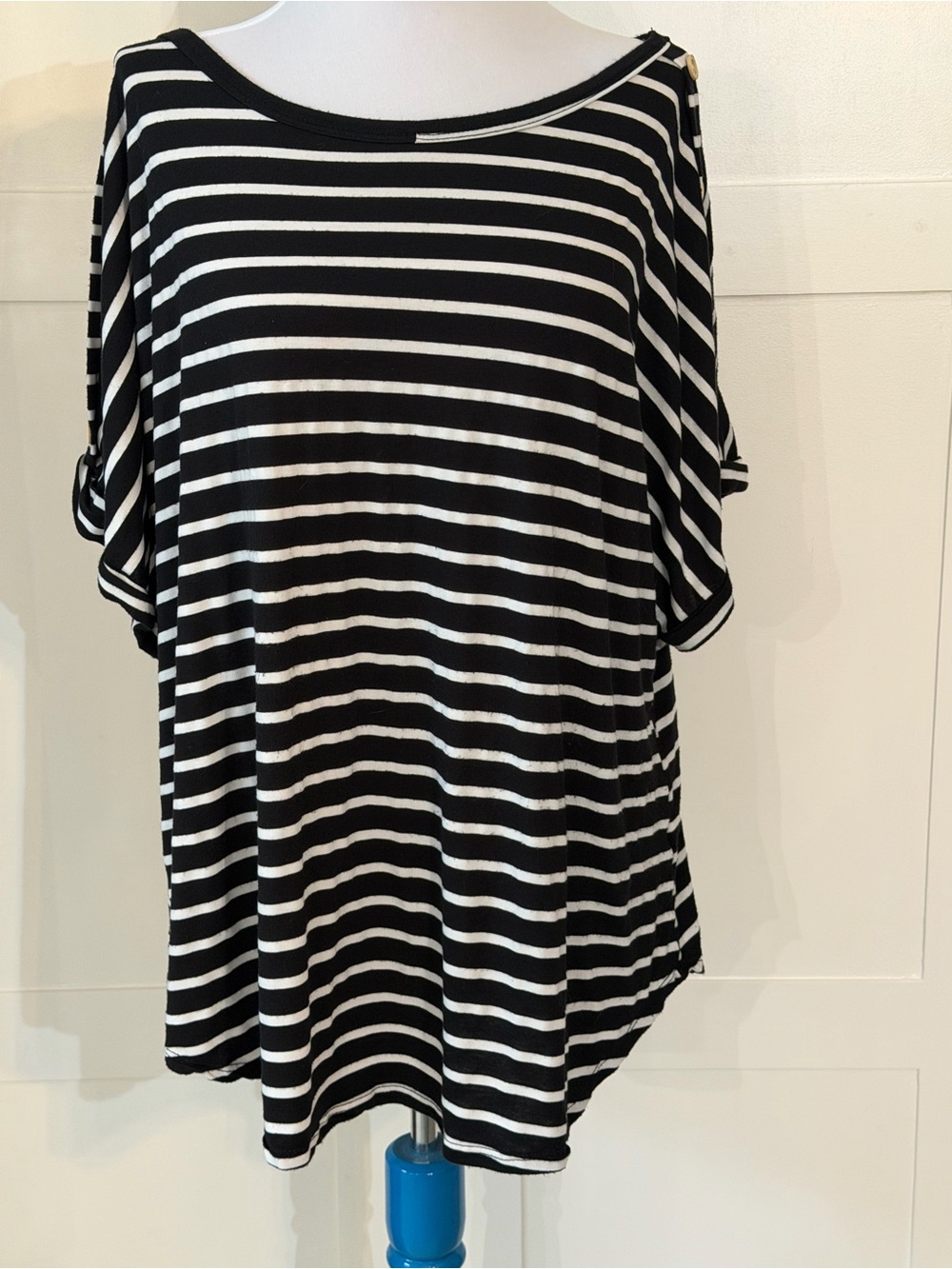 Black & White Striped Women’s Boatneck Top